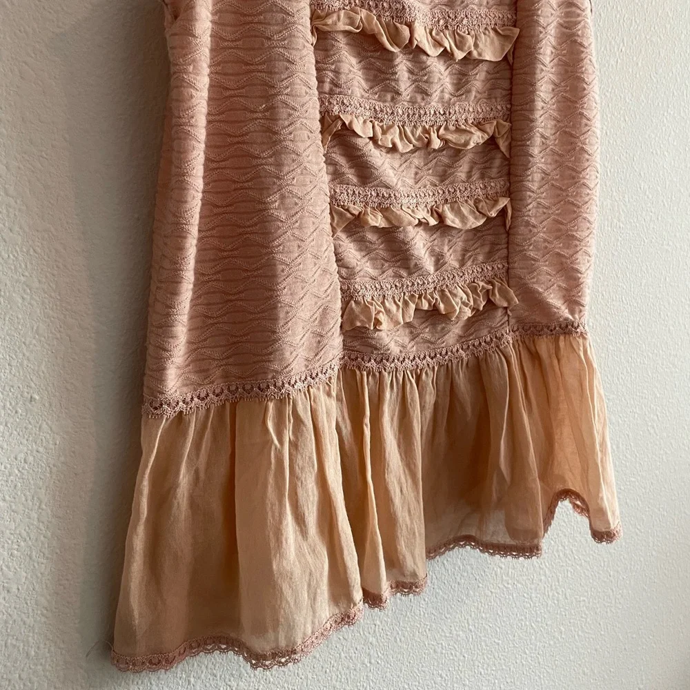 Free People ‘Sweetie Pie’ Ruffle Peplum Tank Top Women’s XS Peach Lace Coquette